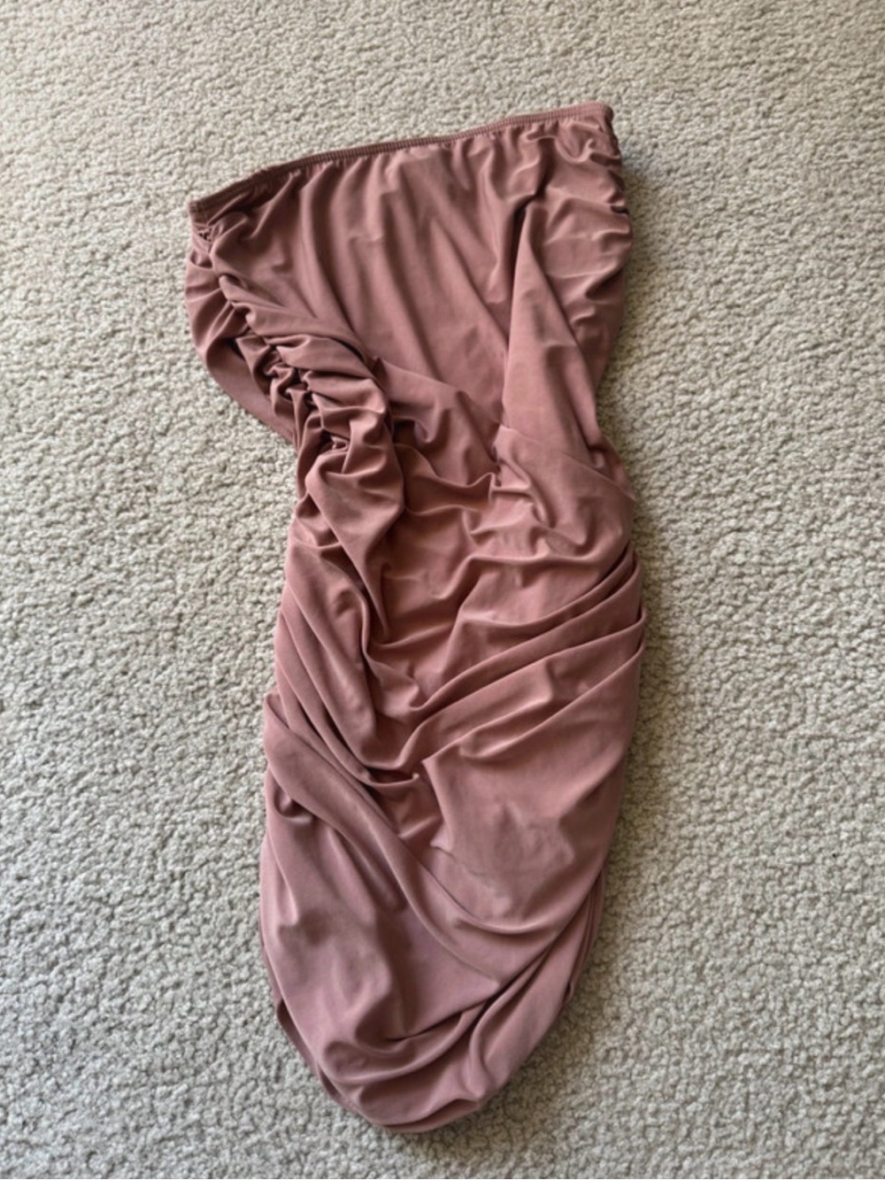 Day & Night tube sexy Strapless Ruched Prom Dress in Dusty beige brown